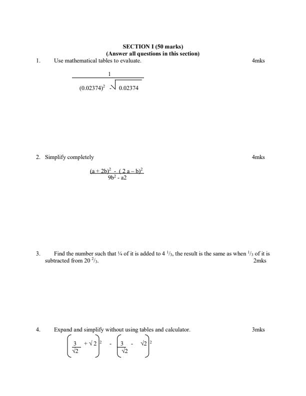 Preview page Mathematics-Form-4-End-of-Term-1-Paper-1-Examination-2019_118_1.jpg