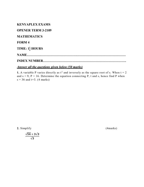Preview page Mathematics-Form-4-Term-3-Opener-Examination_277_0.jpg