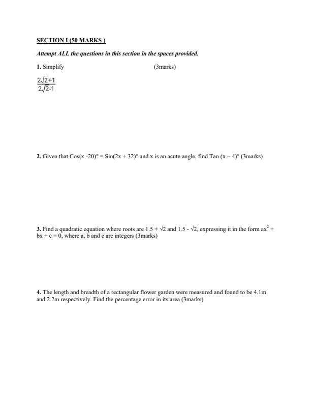 Preview page Mathematics-Paper-2-Form-3-End-of-Term-1-Examination-2020_612_1.jpg