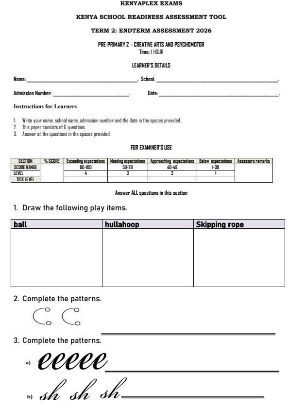 Preview page PP2-Creative-Arts-End-Term-2-Exam-2026_6004_0.jpg