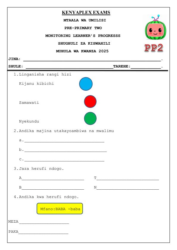 Preview page PP2-Shughuli-za-Kiswahili-Mid-Term-1-Exam-2025_3605_0.jpg