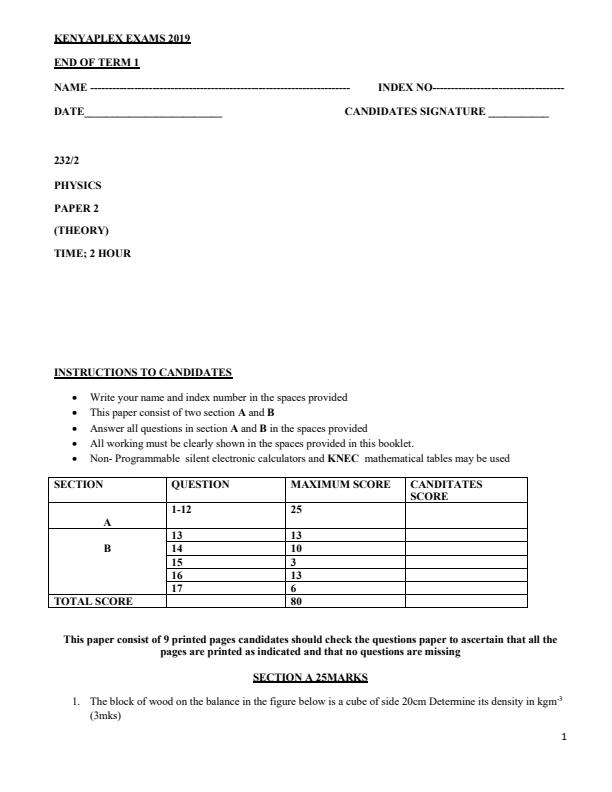 Preview page Physics-Form-3-End-of-Term-1-Paper-2-Examination-2019_78_0.jpg