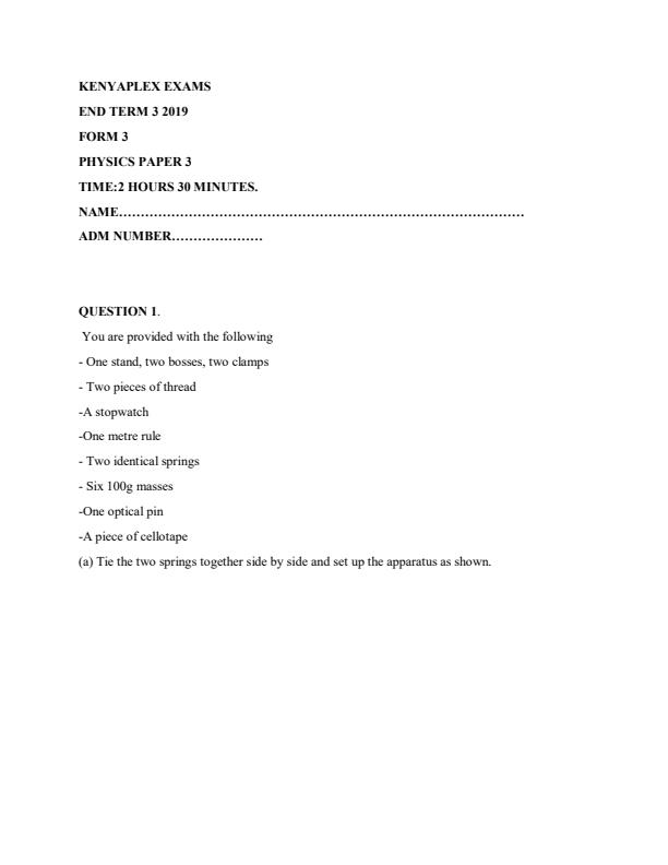 Preview page Physics-Form-3-End-of-Term-3-Paper-3-Examination-2019_373_0.jpg