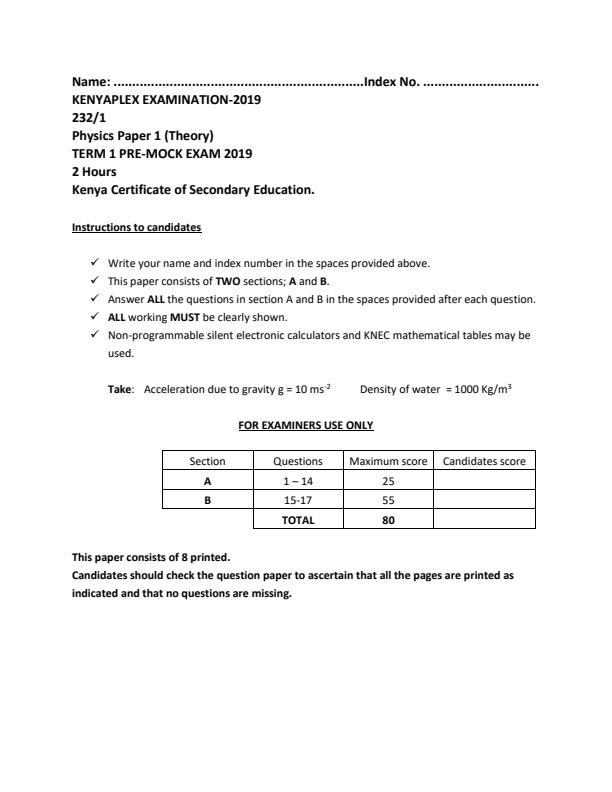 Preview page Physics-Form-4-End-of-Term-1-Paper-1-Examination-2019_120_0.jpg