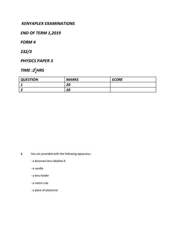 Preview page Physics-Form-4-End-of-Term-1-Paper-3-Examination-2019_95_0.jpg