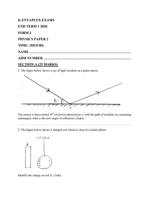 Preview page Physics-Paper-2-Form-3-End-of-Term-1-Examination-2020_708_0.jpg