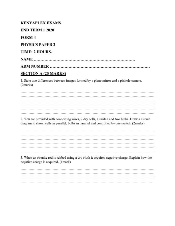 Preview page Physics-Paper-2-Form-4-End-of-Term-1-Examination-2020_703_0.jpg