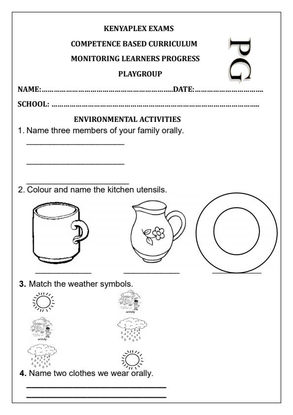 Preview page Playgroup-Environmental-Activities-Term-2-Opener-Exam-2025_3960_0.jpg