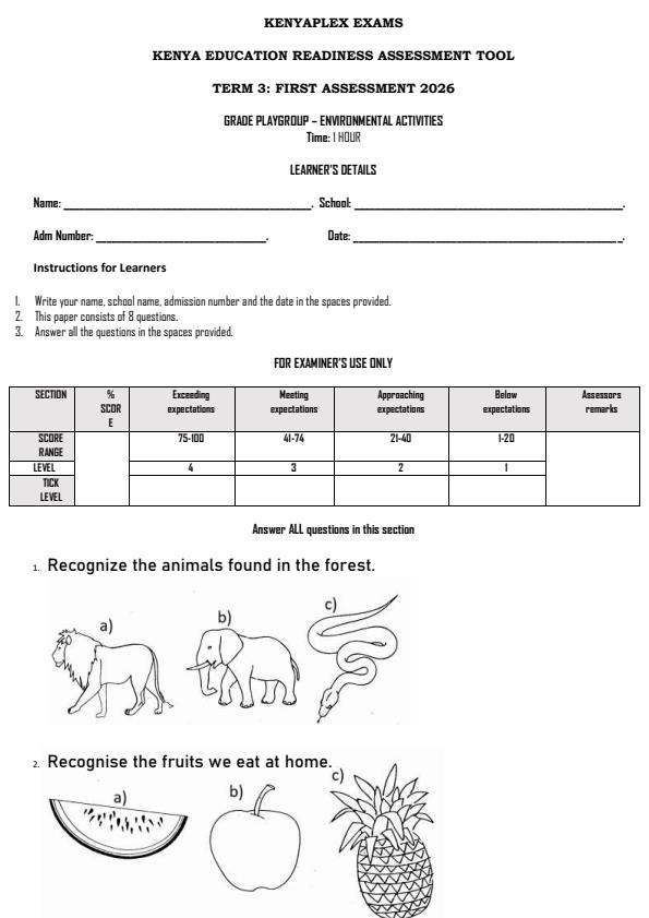 Preview page Playgroup-Environmental-Activities-Term-3-Opener-Exam-2026_6436_0.jpg