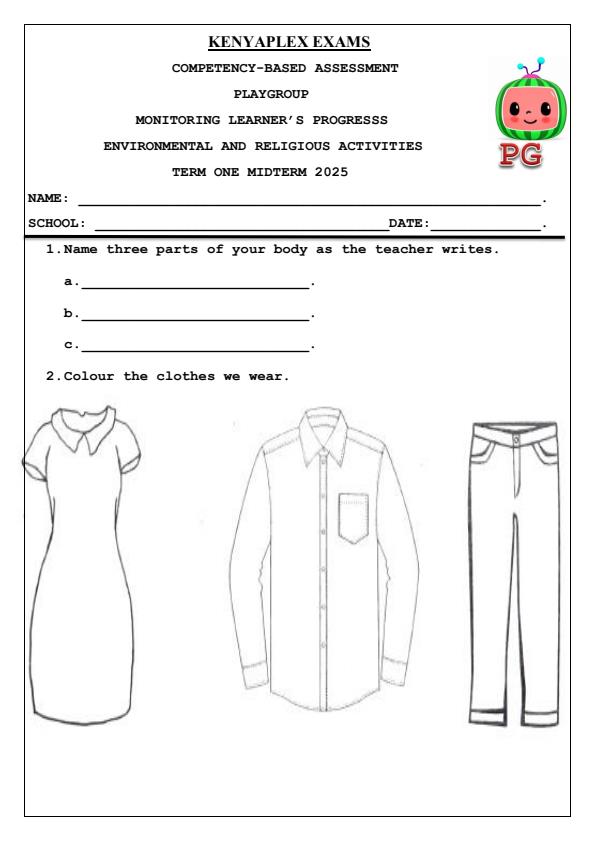 Preview page Playgroup-Environmental-and-Religious-Activities-Mid-Term-1-Exam-2025_3590_0.jpg
