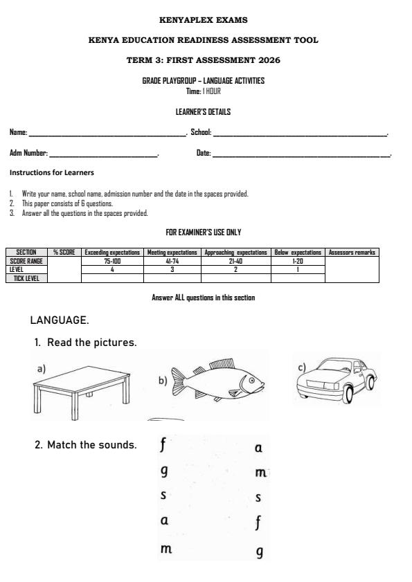 Preview page Playgroup-Language-Activities-Term-3-Opener-Exam-2026_6438_0.jpg