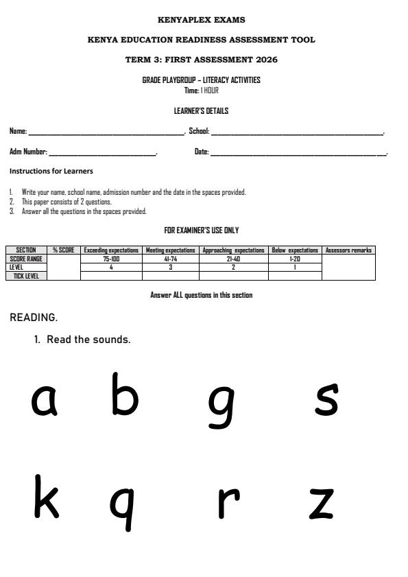 Preview page Playgroup-Literacy-Activities-Term-3-Opener-Exam-2026_6439_0.jpg