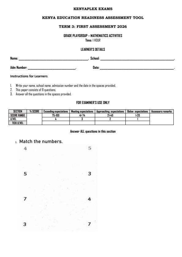 Preview page Playgroup-Mathematics-Activities-Term-3-Opener-Exam-2026_6440_0.jpg