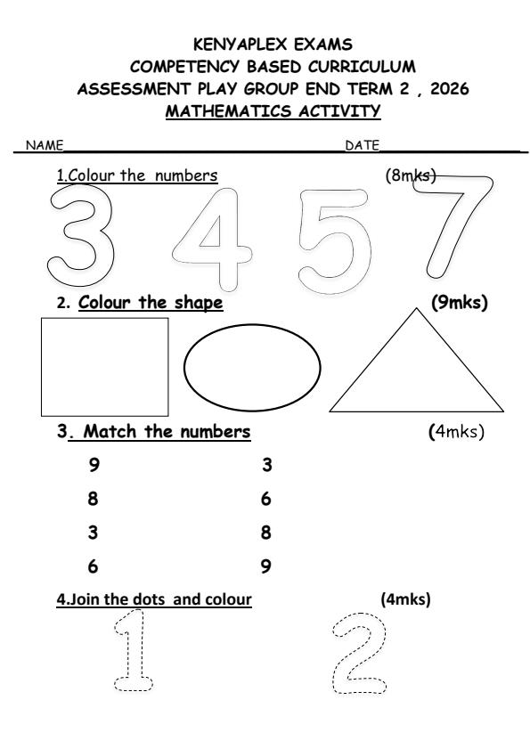 Preview page Playgroup-Mathematics-Activity-July-Assessment-Examination-2026_6307_0.jpg