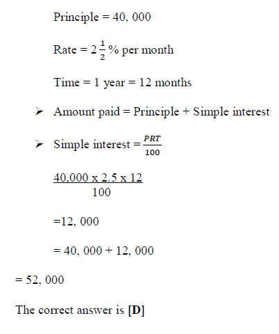 A businessman borrowed sh 40,000 from a lending institution at a simple ...
