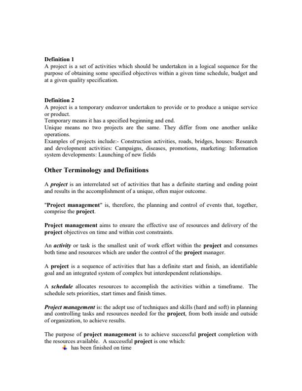 Page 2 –  University of Nairobi Project Management Notes – Kenyaplex
