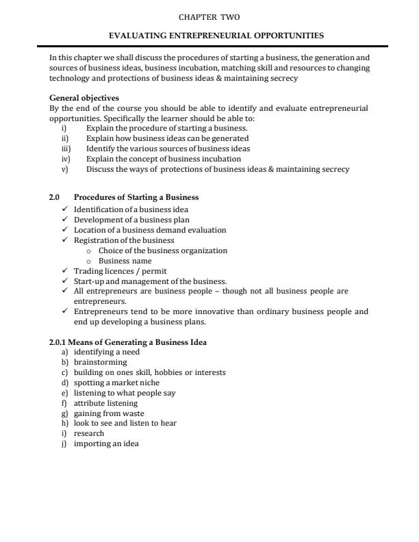 Page 1 – Evaluating entrepreneurial opportunities notes – Kenyaplex