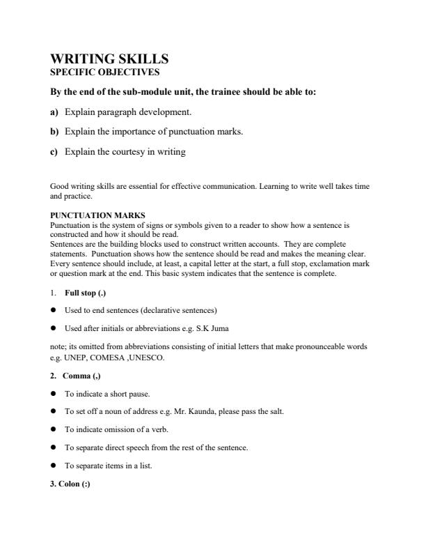 Page 1 – Writing Skills Notes – Kenyaplex