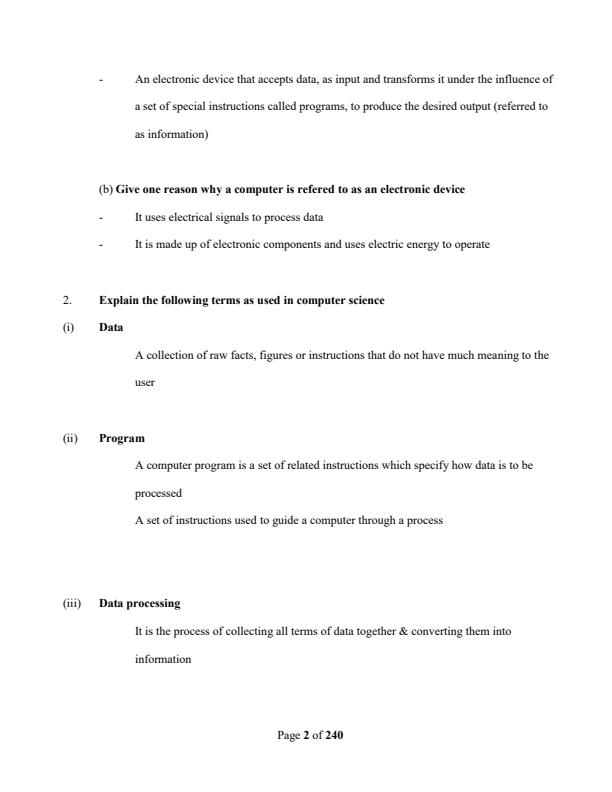 Page 2 – High School Computer Studies Revision Questions With Answers – Kenyaplex