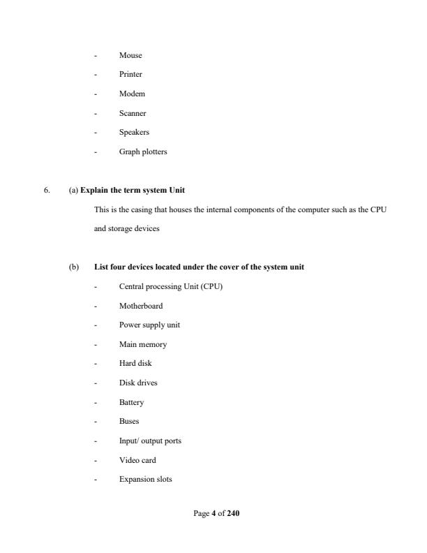 Page 4 – High School Computer Studies Revision Questions With Answers – Kenyaplex