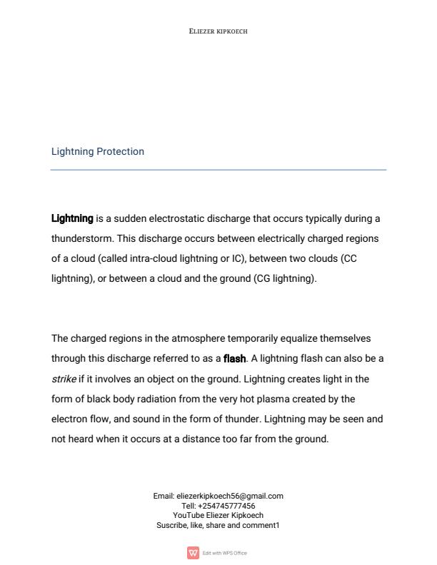 Page 1 – Lightning Protection Notes – Kenyaplex