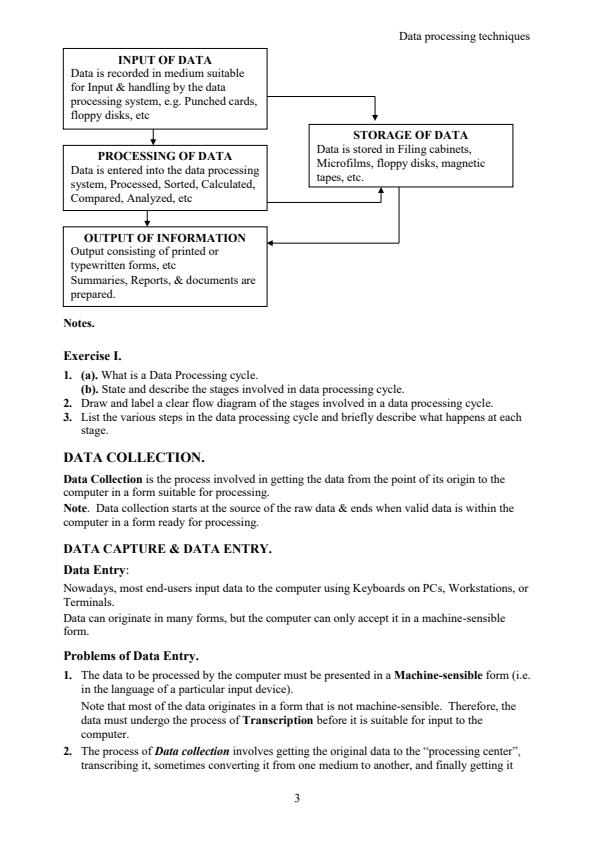 Page 3 – I.C.T Notes on Data Processing Techniques – Kenyaplex