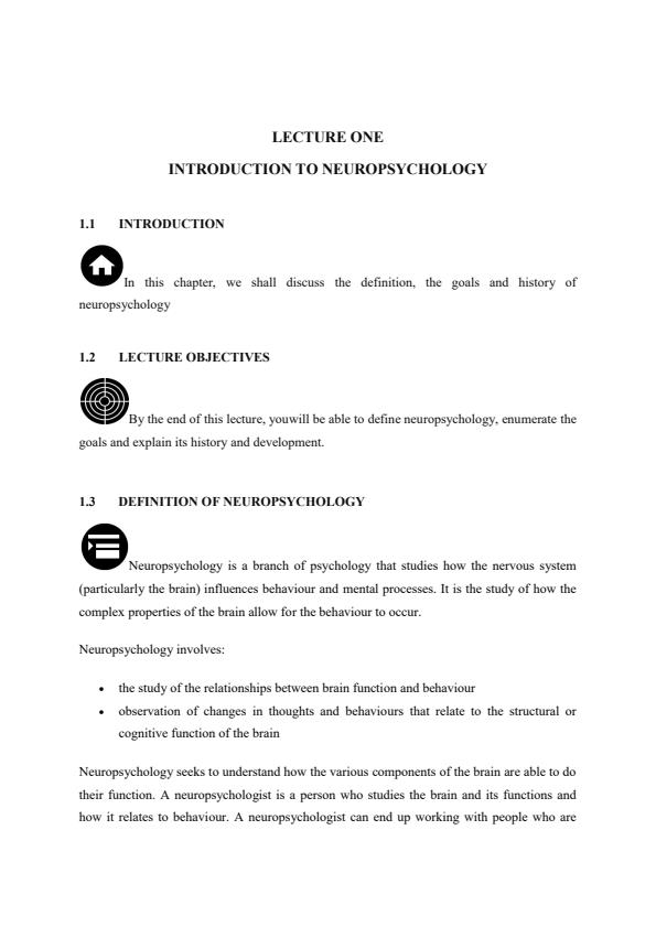 Page 1 – APS 310 Notes on Introduction to Neuropsychology – Kenyaplex