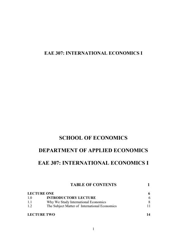 Page 1 – EAE 307: International Economics I Notes – Kenyaplex