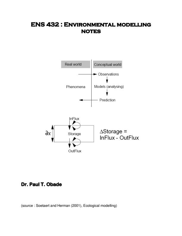 Page 1 – ENS 432: Environmental Modelling Notes – Kenyaplex