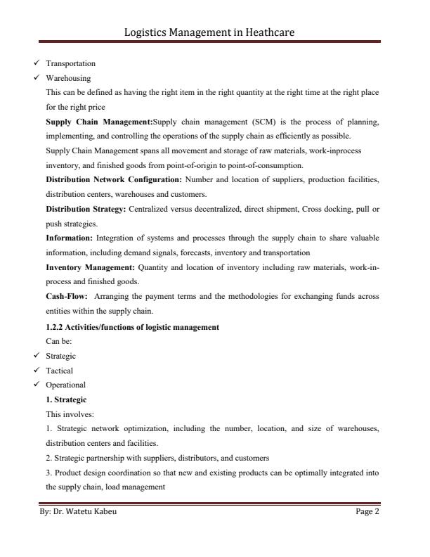 Page 2 – PHM 408:Logistics in Healthcare Notes – Kenyaplex