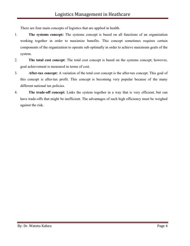 Page 4 – PHM 408:Logistics in Healthcare Notes – Kenyaplex