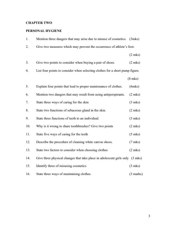 Page 3 – Form 1 and Form 2 Home Science Questions and Answers – Kenyaplex
