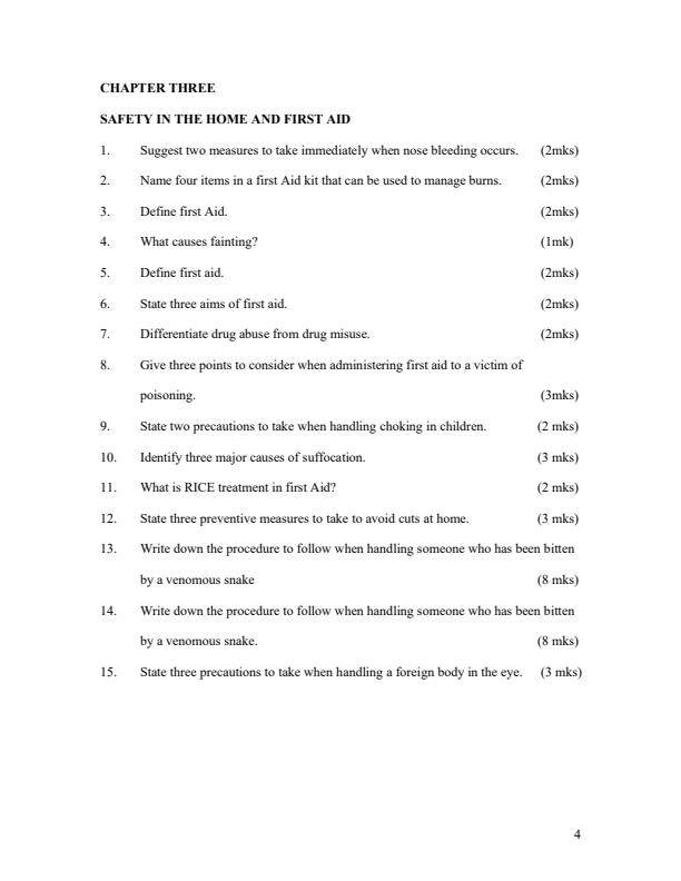 Page 4 – Form 1 and Form 2 Home Science Questions and Answers – Kenyaplex