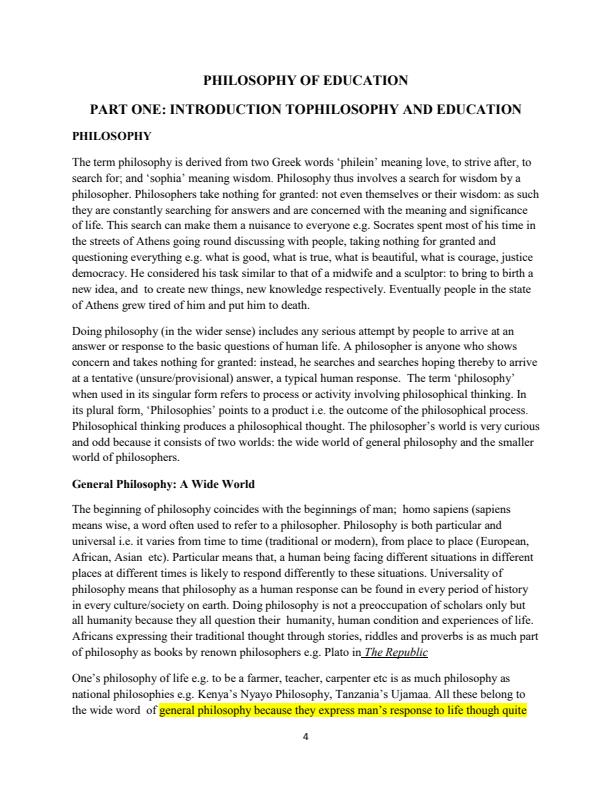 Page 4 – EDF 210: Philosophy of Education Notes – Kenyaplex