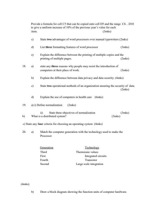Page 3 – Computer Studies Paper 1 (1998-2007) Questions and Answers – Kenyaplex