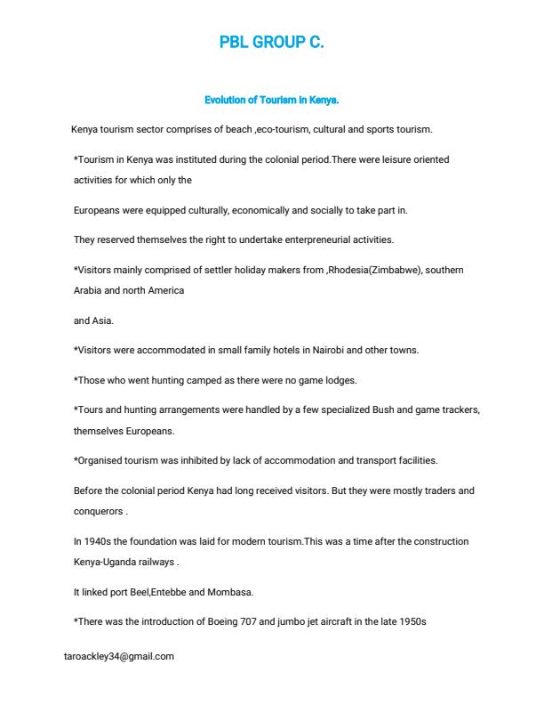 Page 1 – Evolution of Tourism in Egypt, Kenya and Colombia – Kenyaplex