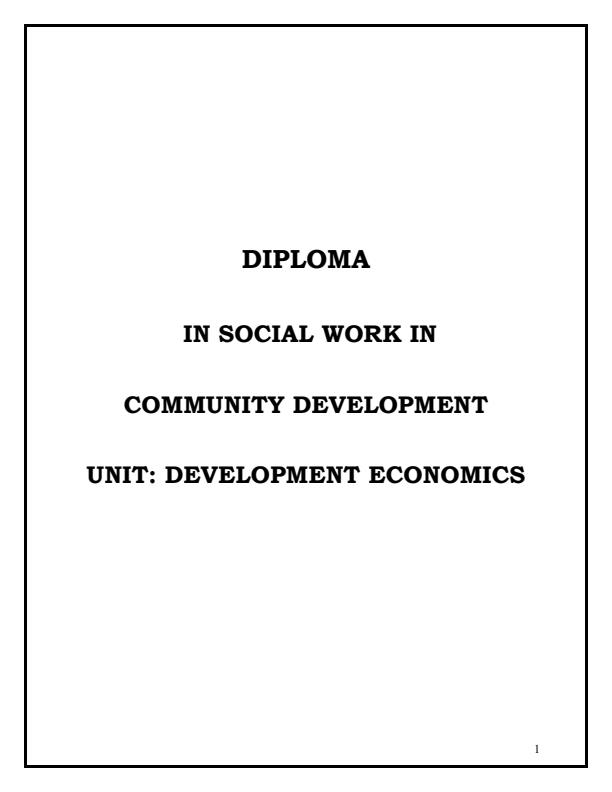 Page 1 – Development Economics Notes Module 1 – Kenyaplex