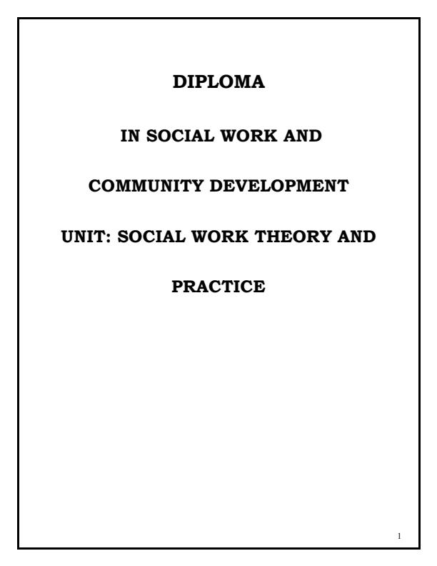 Page 1 – Social Work Theory and Practice Notes Module 1 – Kenyaplex