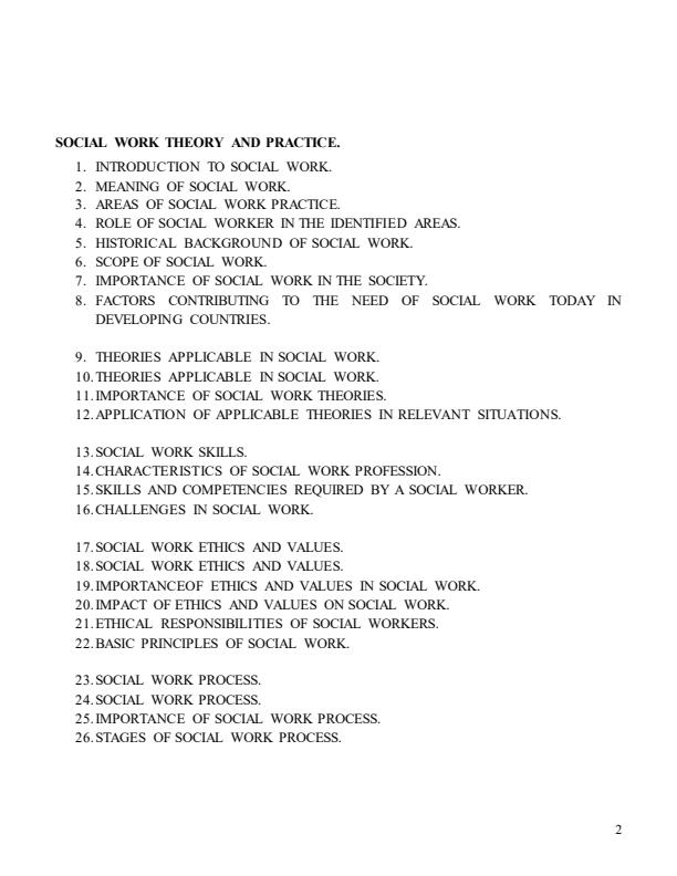 Page 2 – Social Work Theory and Practice Notes Module 1 – Kenyaplex