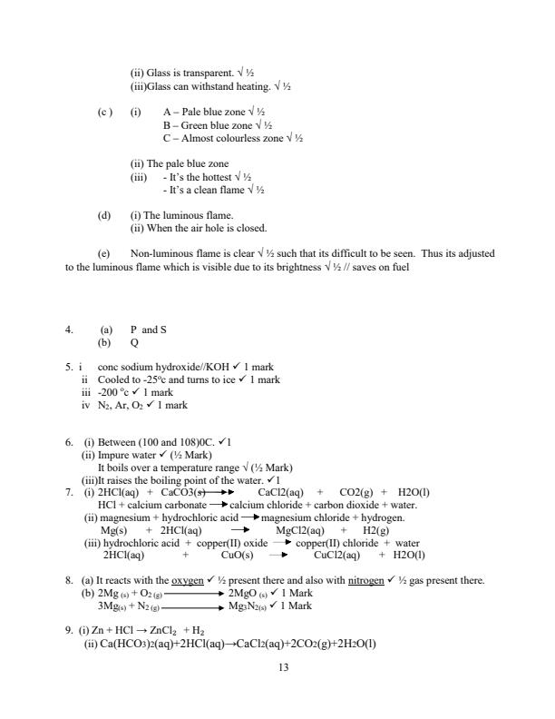 Form 1 Term 3 Chemistry Question Papers and Answers 10234
