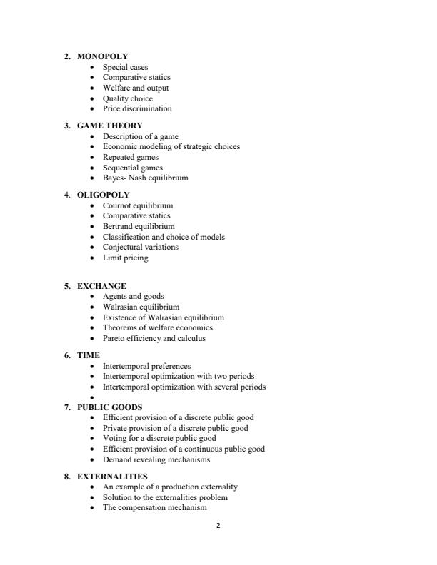 Page 2 – EET 400: Microeconomic Theory IV Notes – Kenyaplex