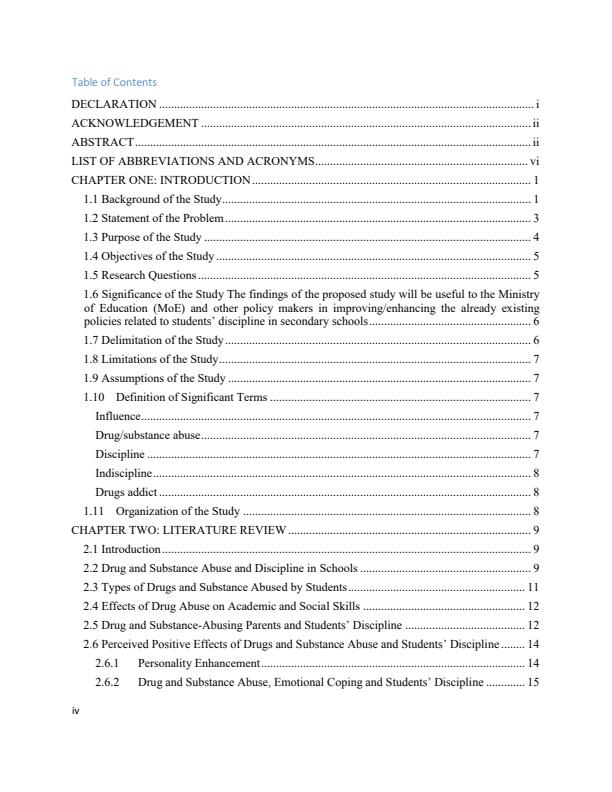 Page 1 – Effects of drugs and substance abuse on students’ discipline in secondary schools in Kesses Sub-County – Kenyaplex