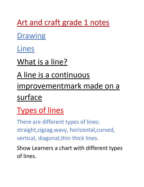 Grade 1 CBC Art and Craft Notes 10326
