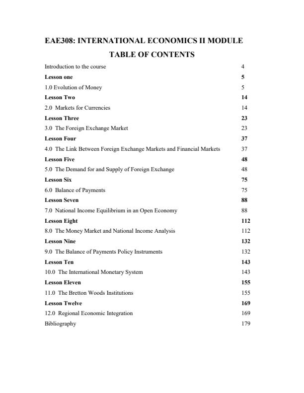Page 1 – EAE 308: International Economics II Notes – Kenyaplex