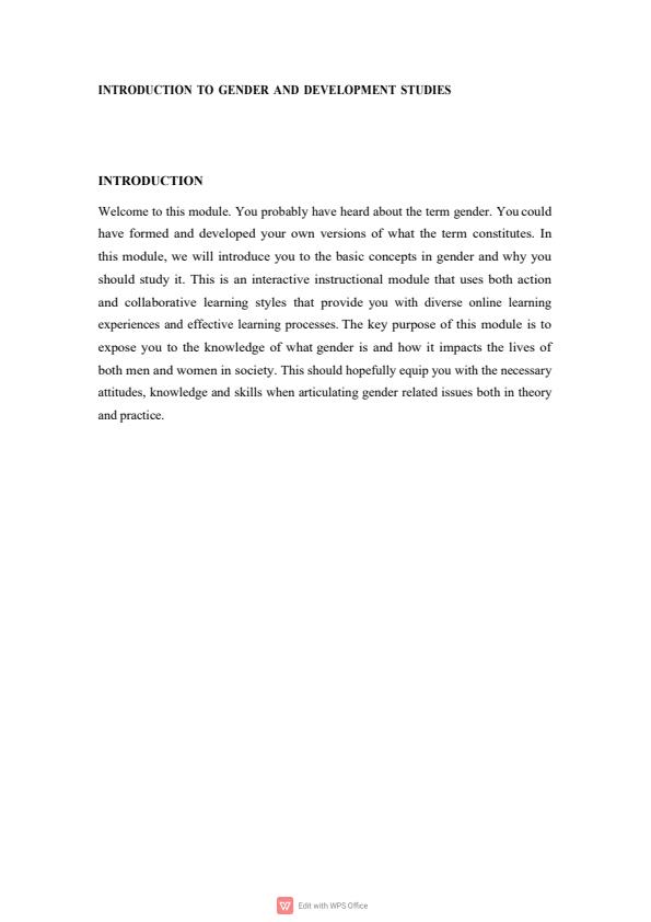 Page 1 – AGD 100: Introduction to Gender and Development Studies Notes – Kenyaplex