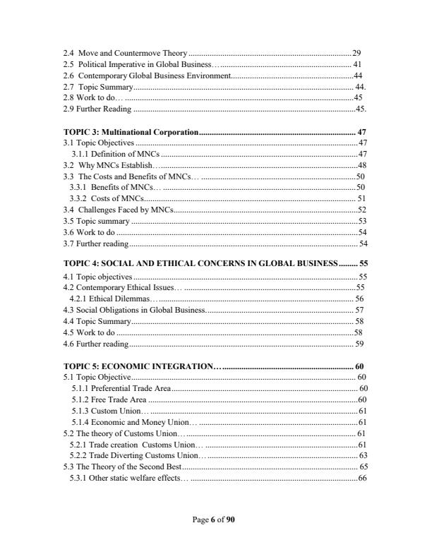 Page 2 – EAE 200: Economics of Global Business Lecture Notes – Kenyaplex