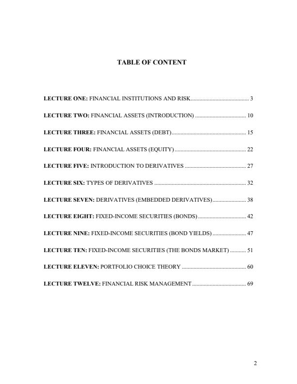 Page 1 – EAE 202: Financial Instruments and Risk Management Lecture Notes – Kenyaplex