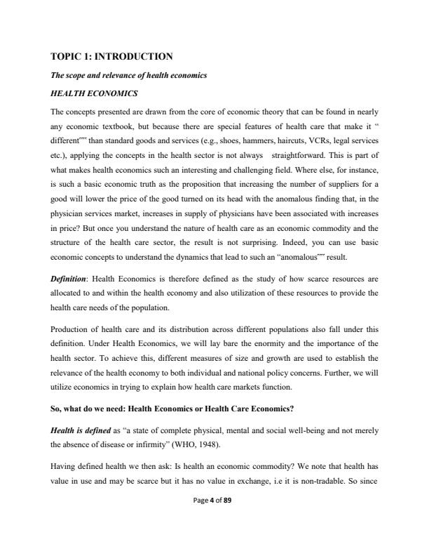 Page 1 – EAE 309: Health Economics Notes – Kenyaplex