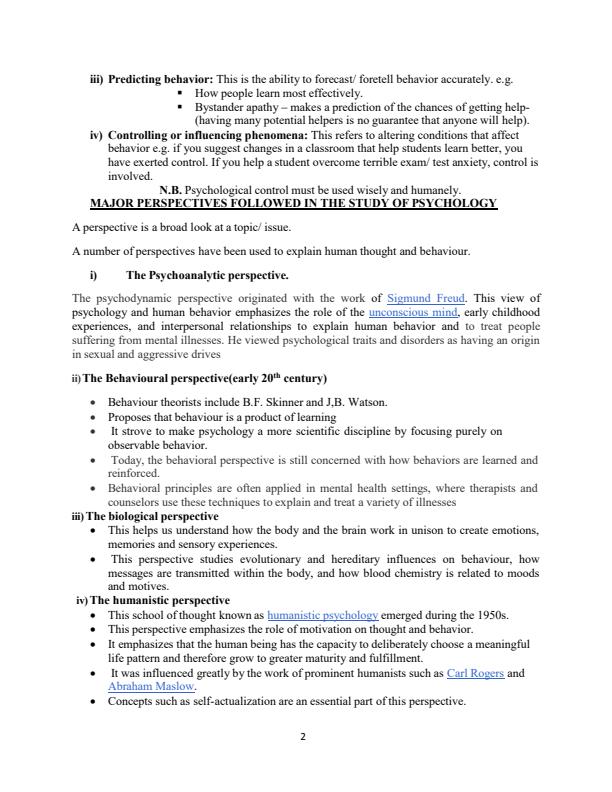 Page 2 – EPS 100: Introduction to Psychology Notes – Kenyaplex