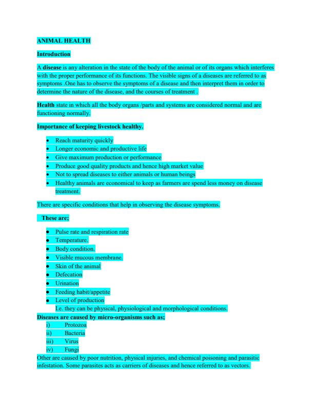 Page 1 – Animal Health Notes – Kenyaplex